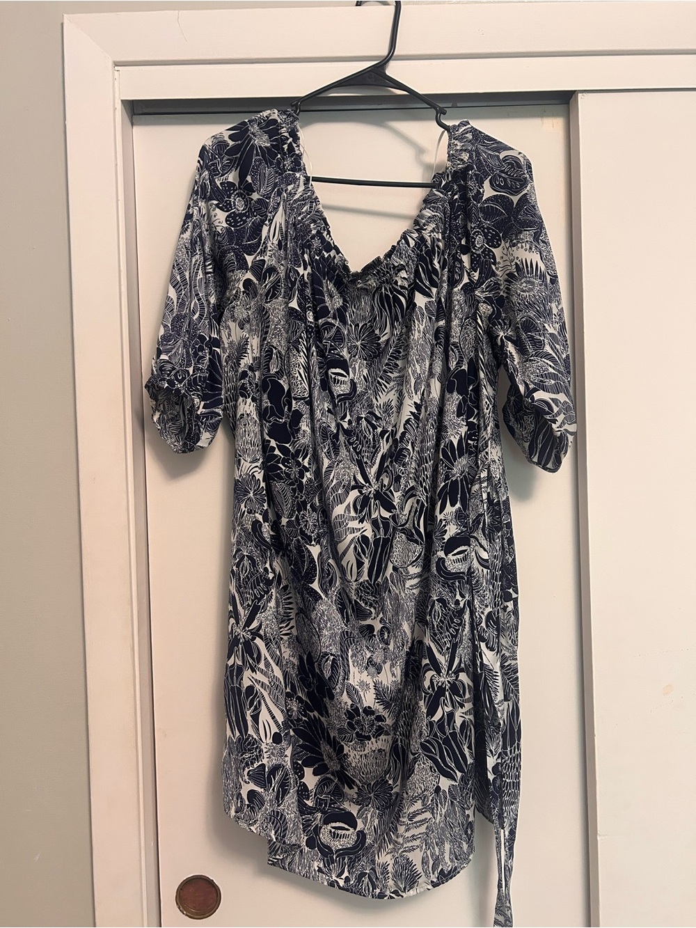 H&M Black and White Floral Midi Dress